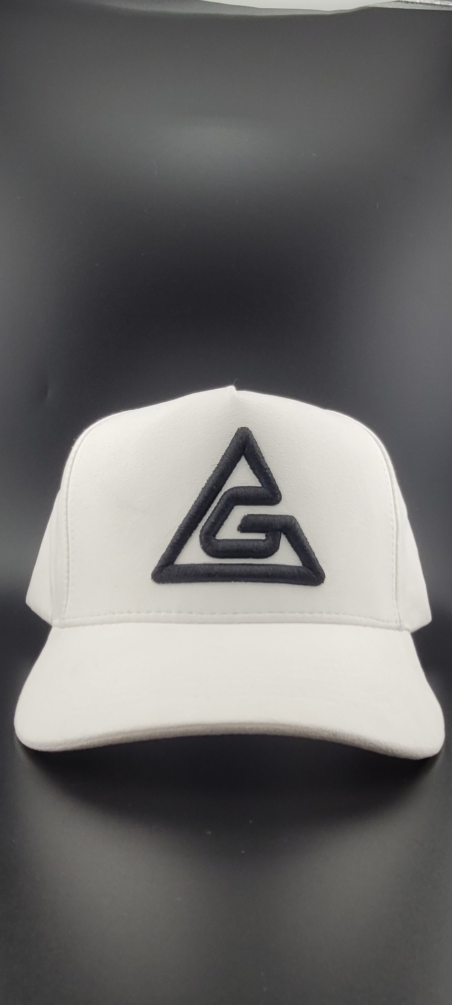 suede white trucker hat