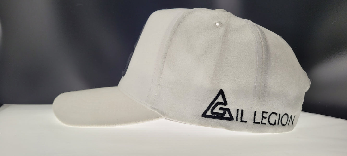 suede white trucker hat