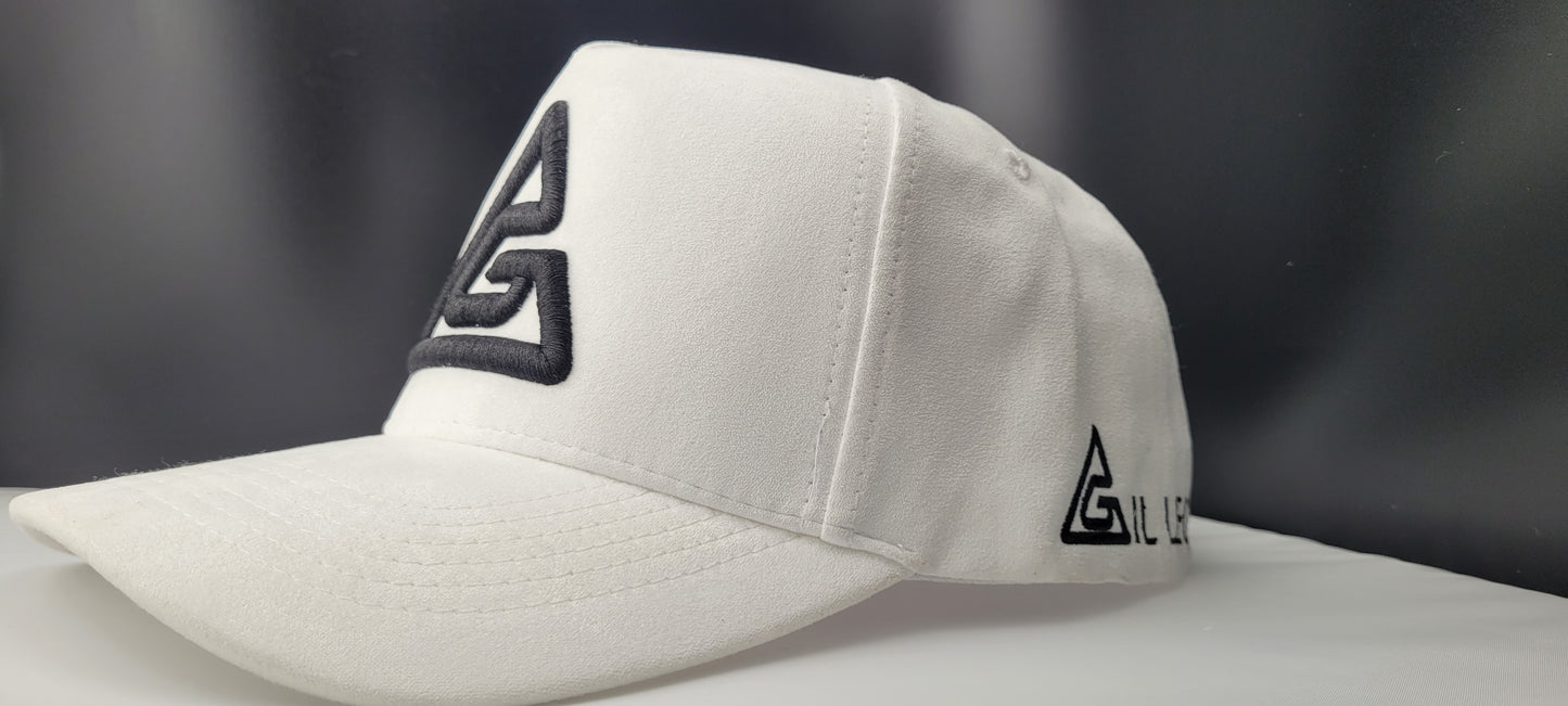 suede white trucker hat