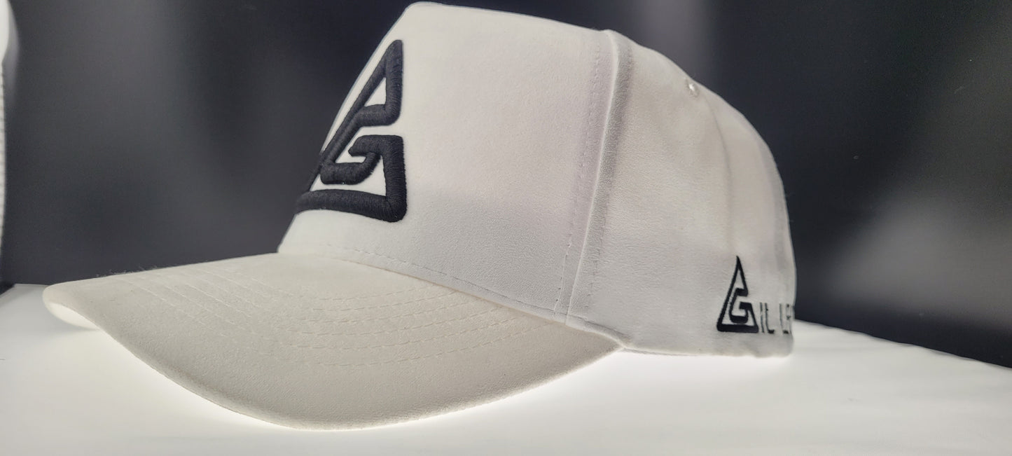 suede white trucker hat