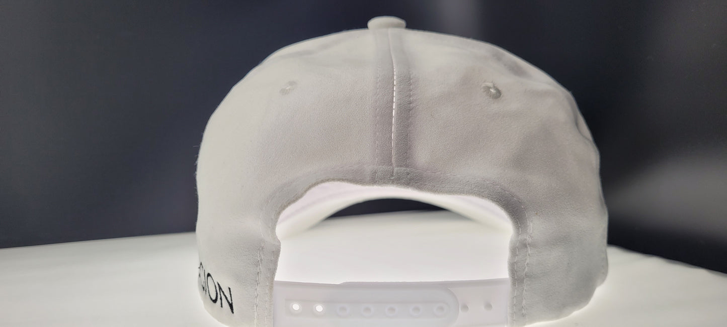 suede white trucker hat